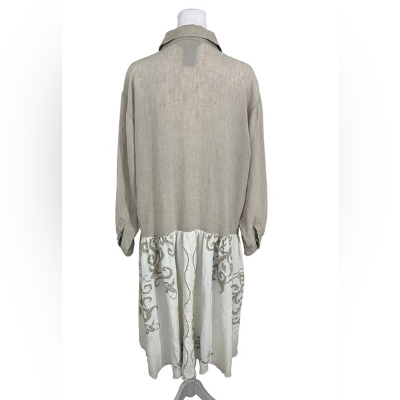Womens Eddie Bauer Oversized Western Boho Linen Dress Embroidered Dress Sz PXS - Picture 8 of 13